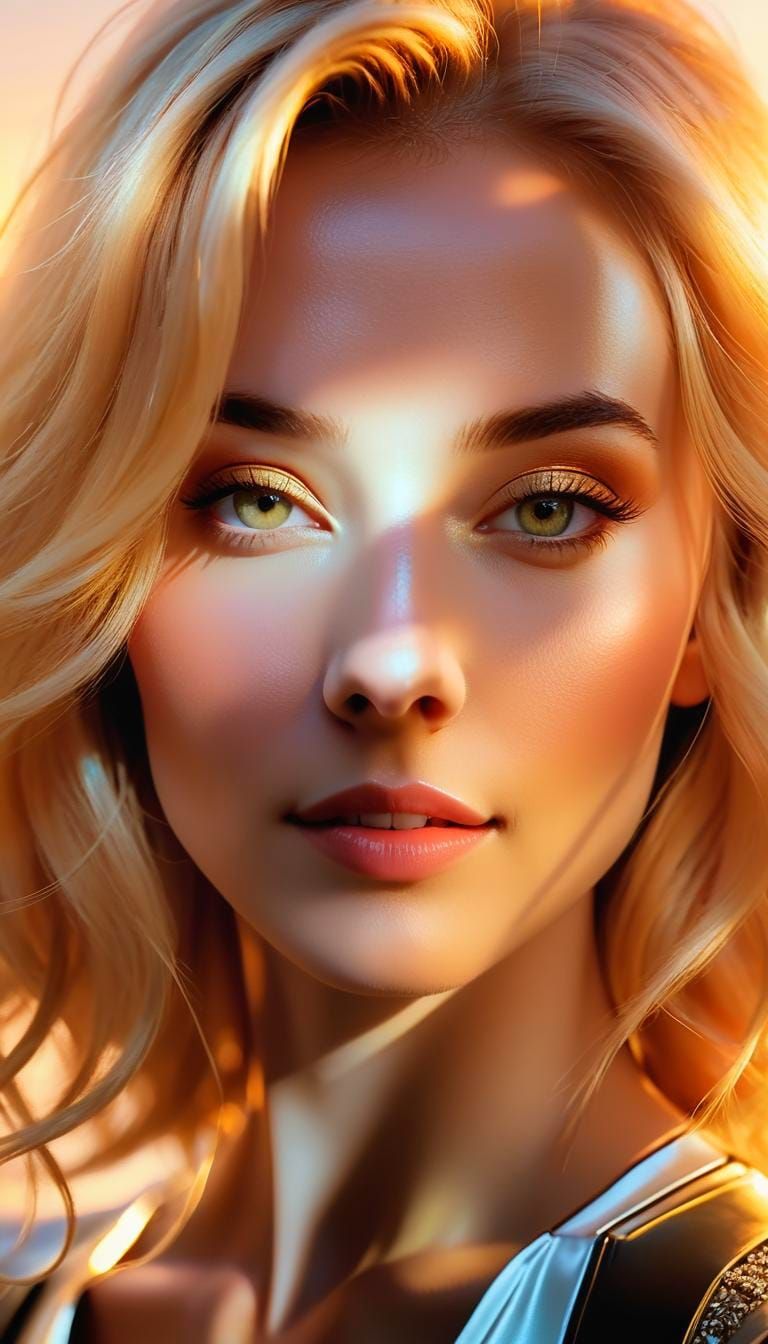 Girl with Golden Hair: Minimalist Matte Painting
