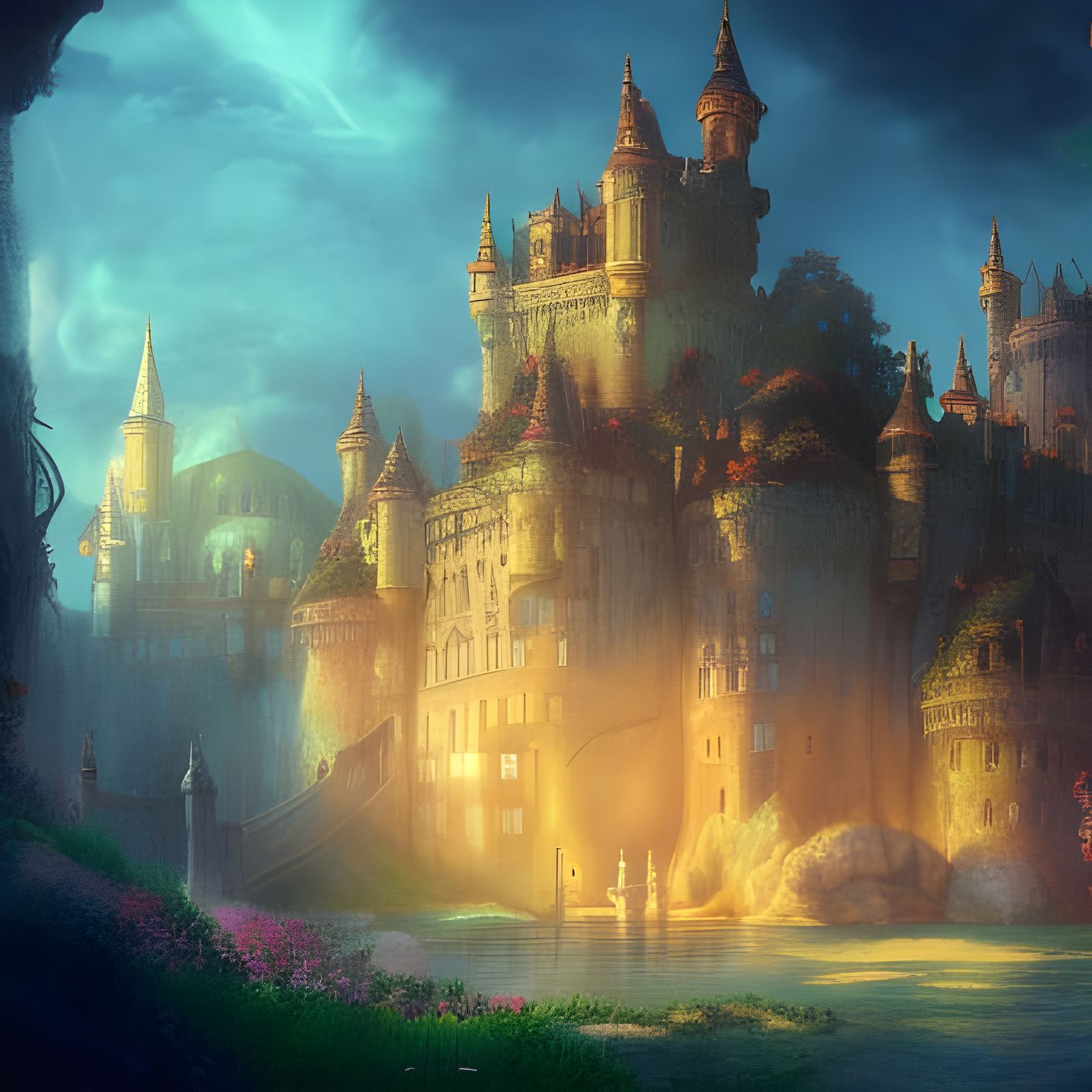 Fantastical Old Castle Storybook Illustration