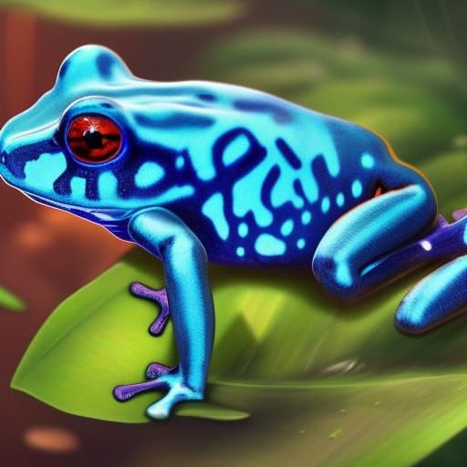Sapphire Poison Dart Frog in Solarpunk Jungle