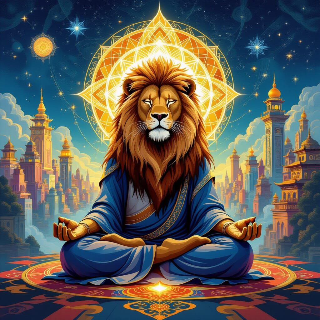 Lion of Judah Meditation in City of Life Artwork