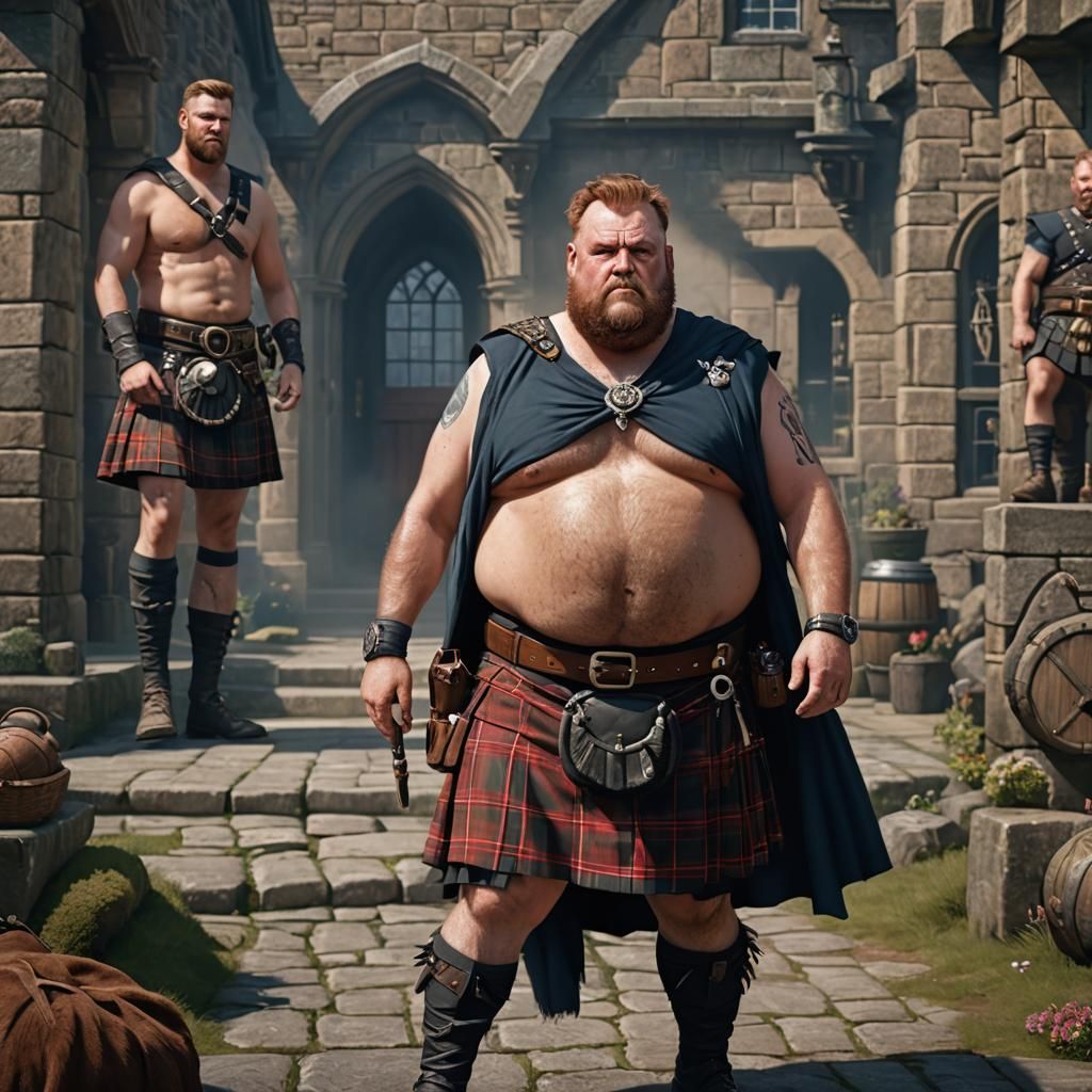 Hyperrealistic Scottish Man in Kilt