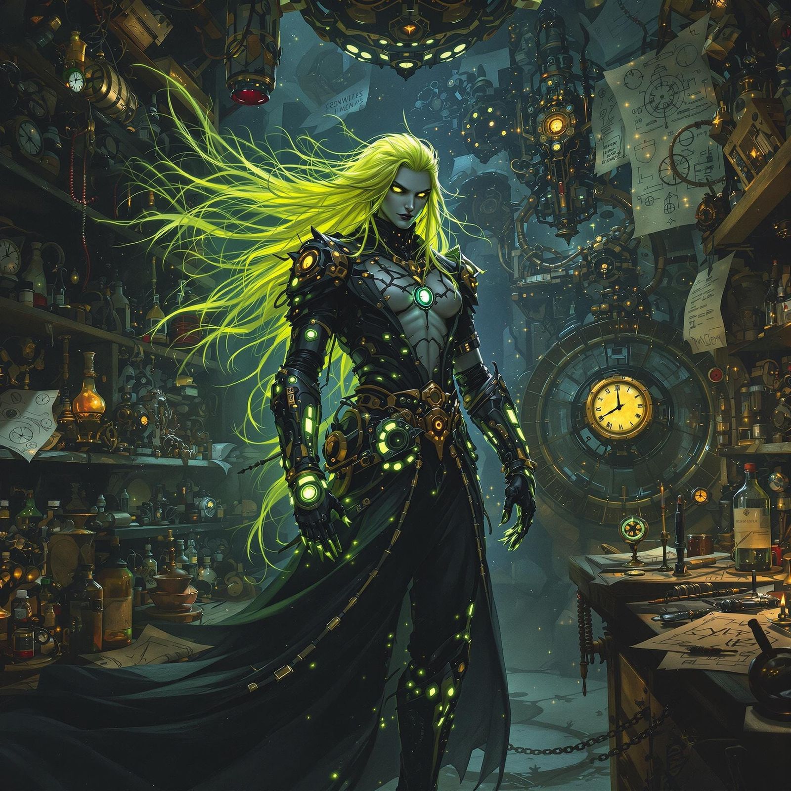Gothic Artificer in Steampunk Laboratory