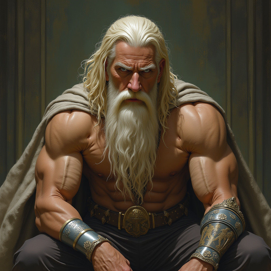 Regal Viking Warrior with Braided Beard in Nordic Style