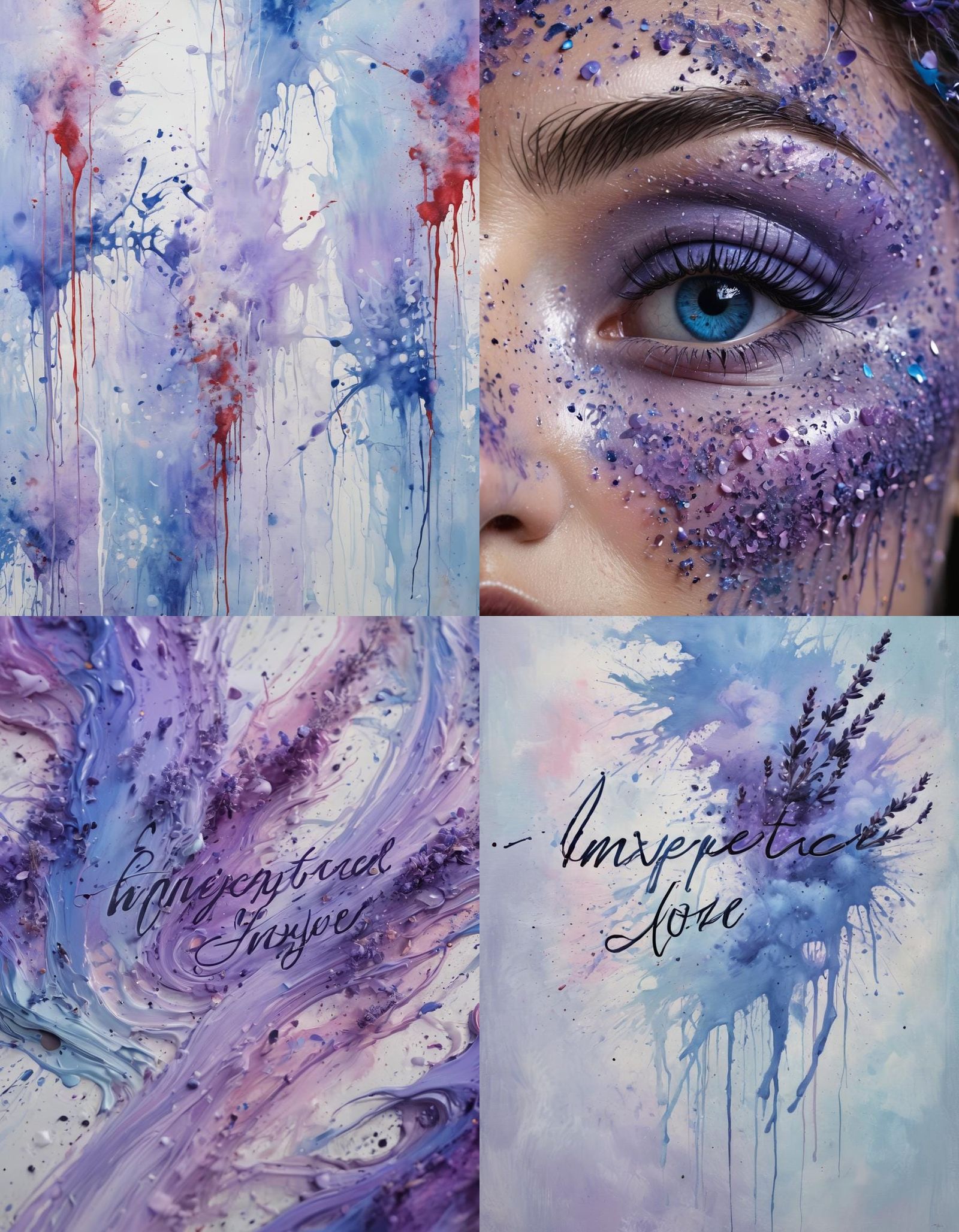 Lavender and Blue with Blood Splatter Art