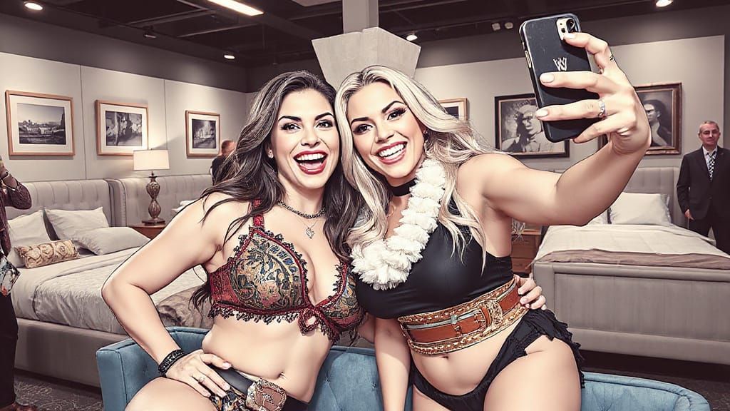 Lusty WWE Babes in Boudoir Scene