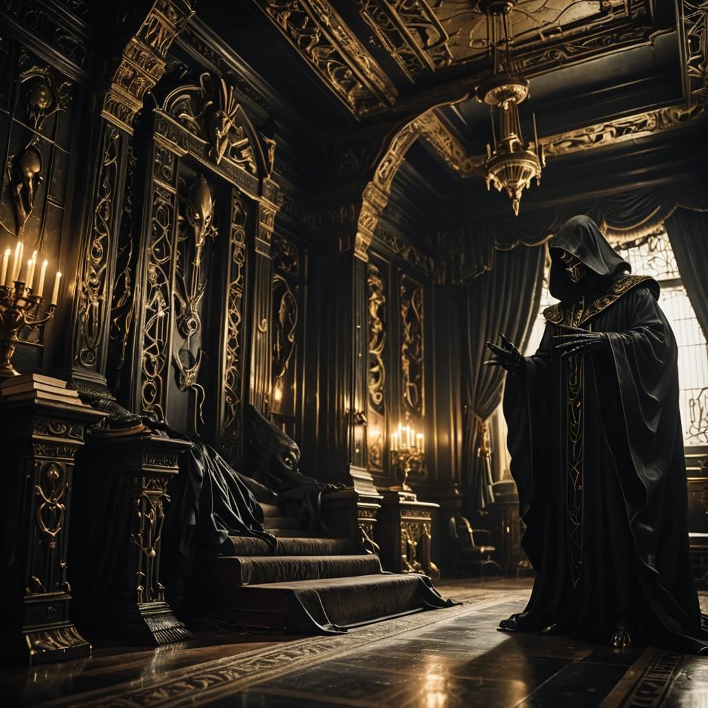 Eerie Creature Emerging from Under Bed in Dark Academia Styl...