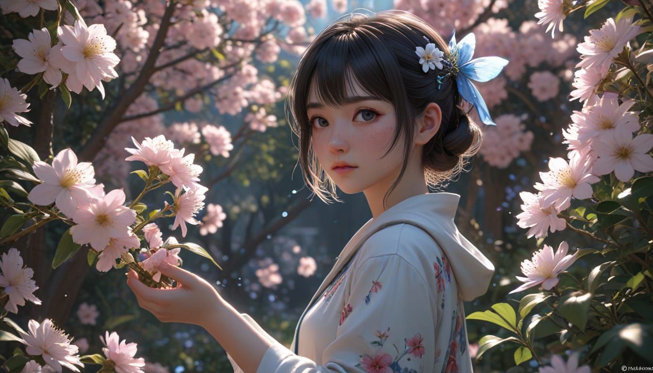 Innocence in Bloom: Detailed 3D Anime Art