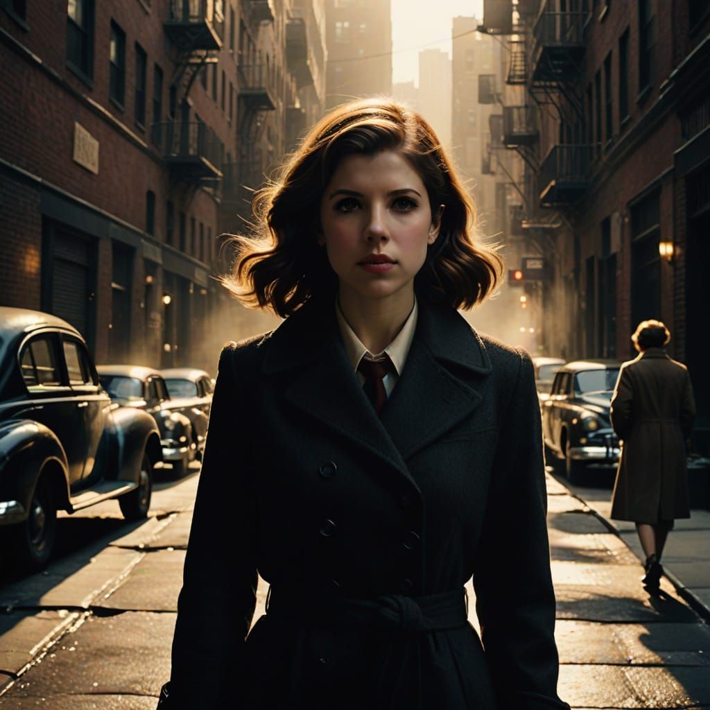 Classic Hollywood Businesswoman in Film Noir Style