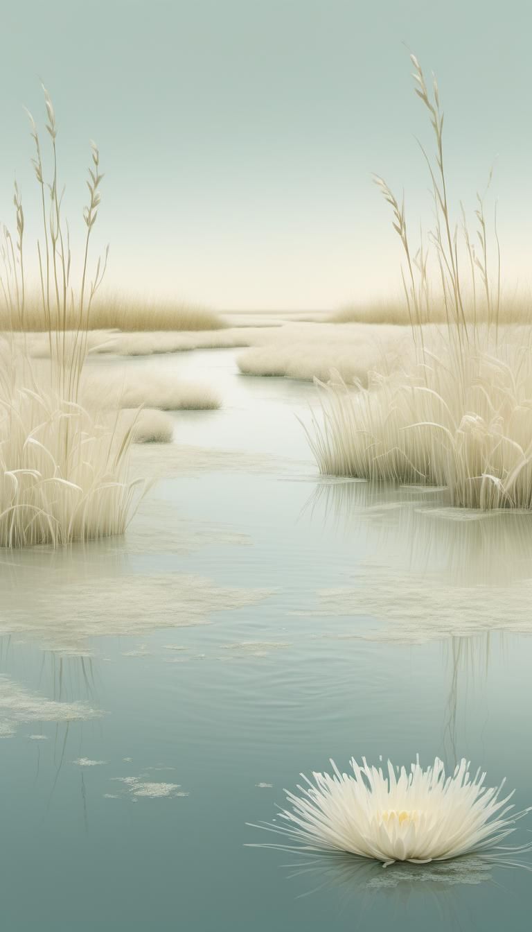 Minimalist Abstract Ethereal Marsh Landscape