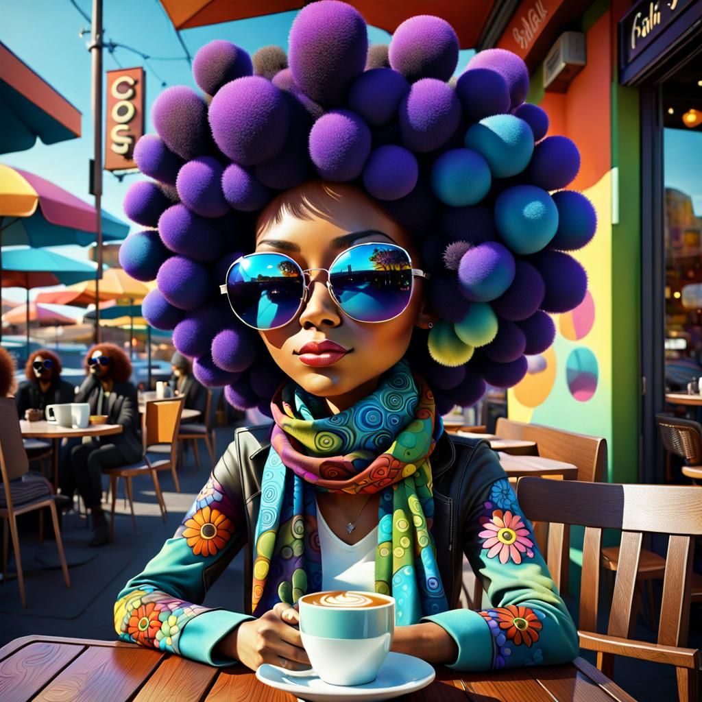 Funky Girl having Coffee ☕️ ❤️