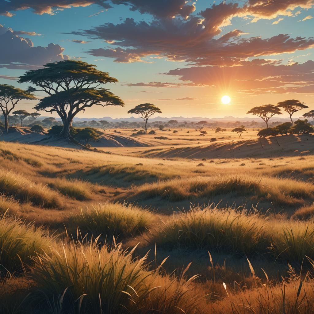 Vibrant African Savannah: Digital Matte Painting