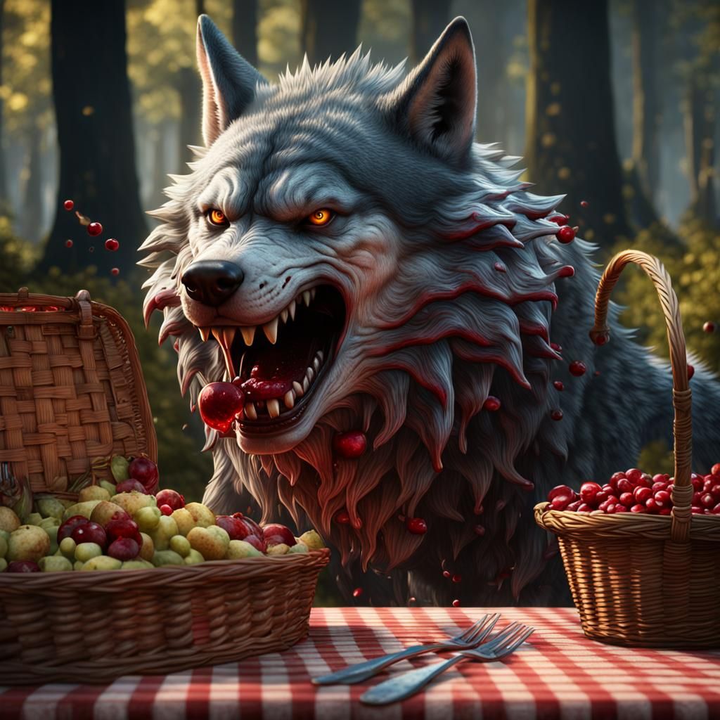 Realistic Wolf Feast: Detailed Matte Painting
