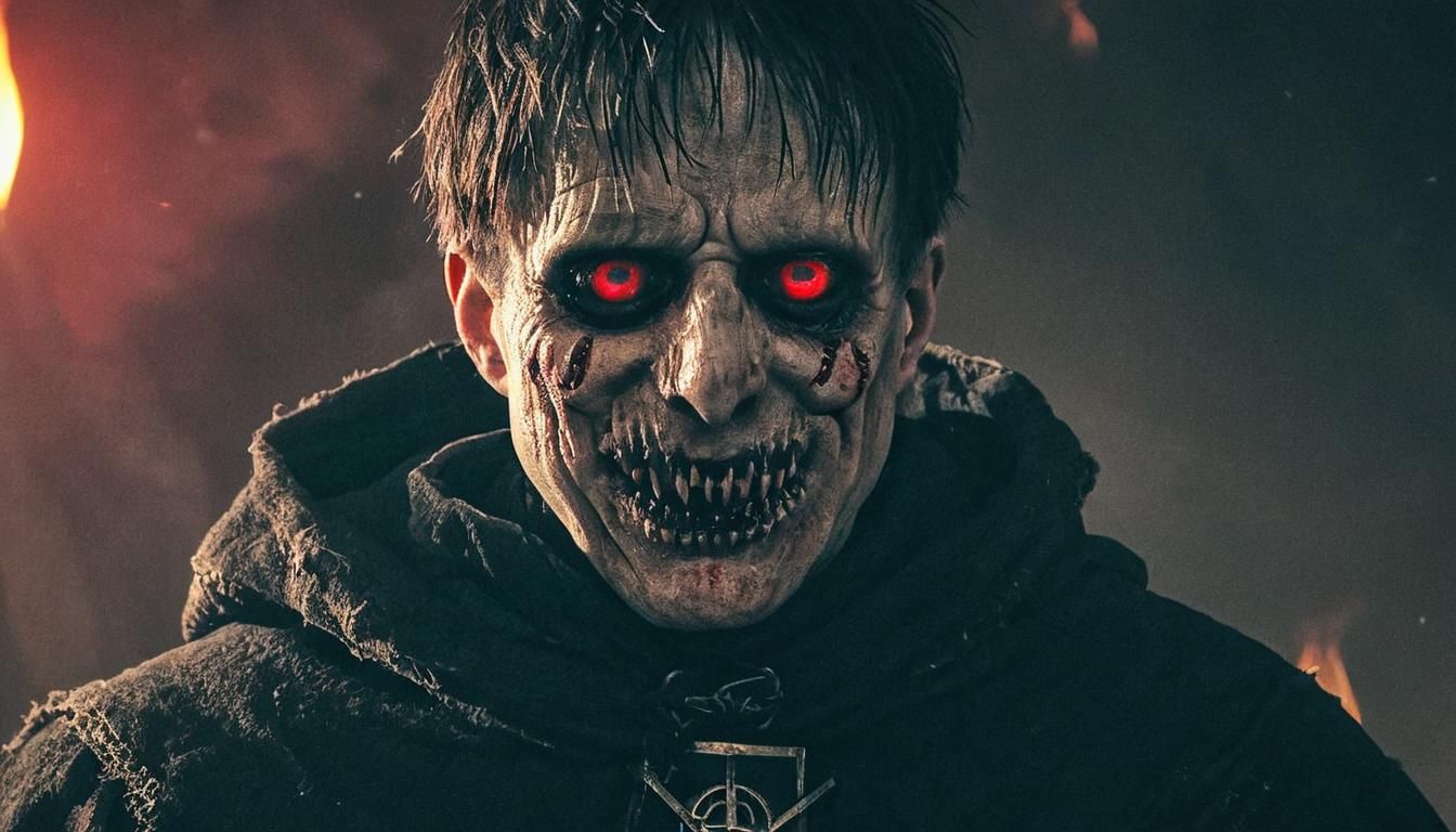 Gothic Horror Portrait: Towering Figure in Shadows