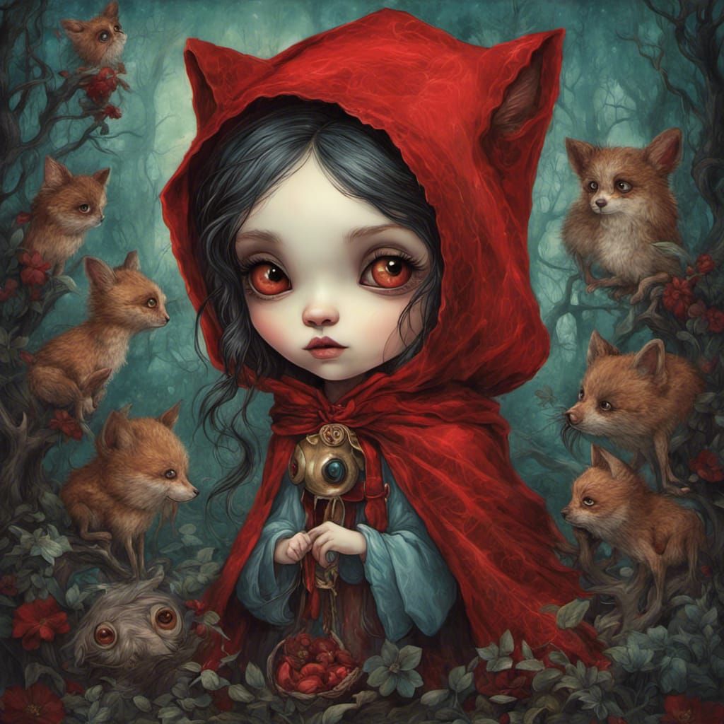 Gothic Red Riding Hood Digital Art