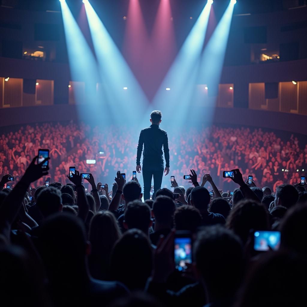 Euphoric Rock Concert Scene in Futuristic Style