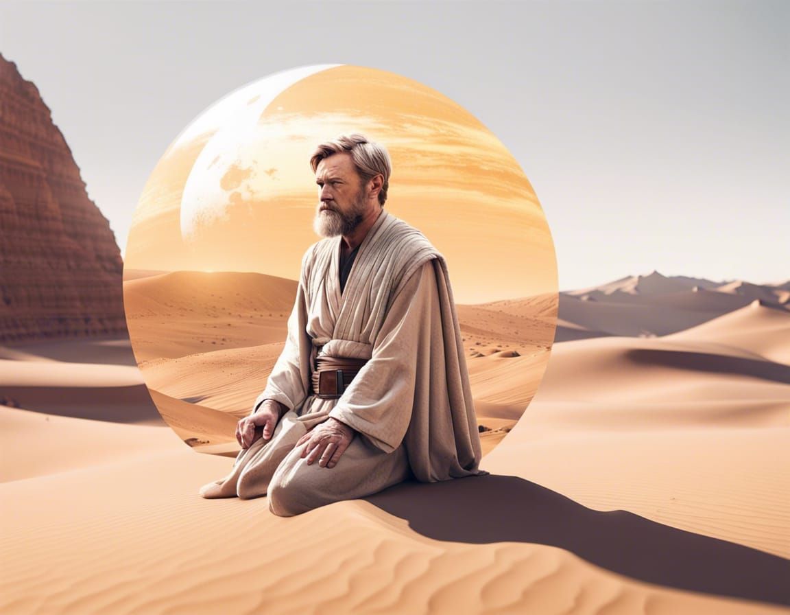 Obi Wan Kenobi Double Exposure in Tatooine Moonlight