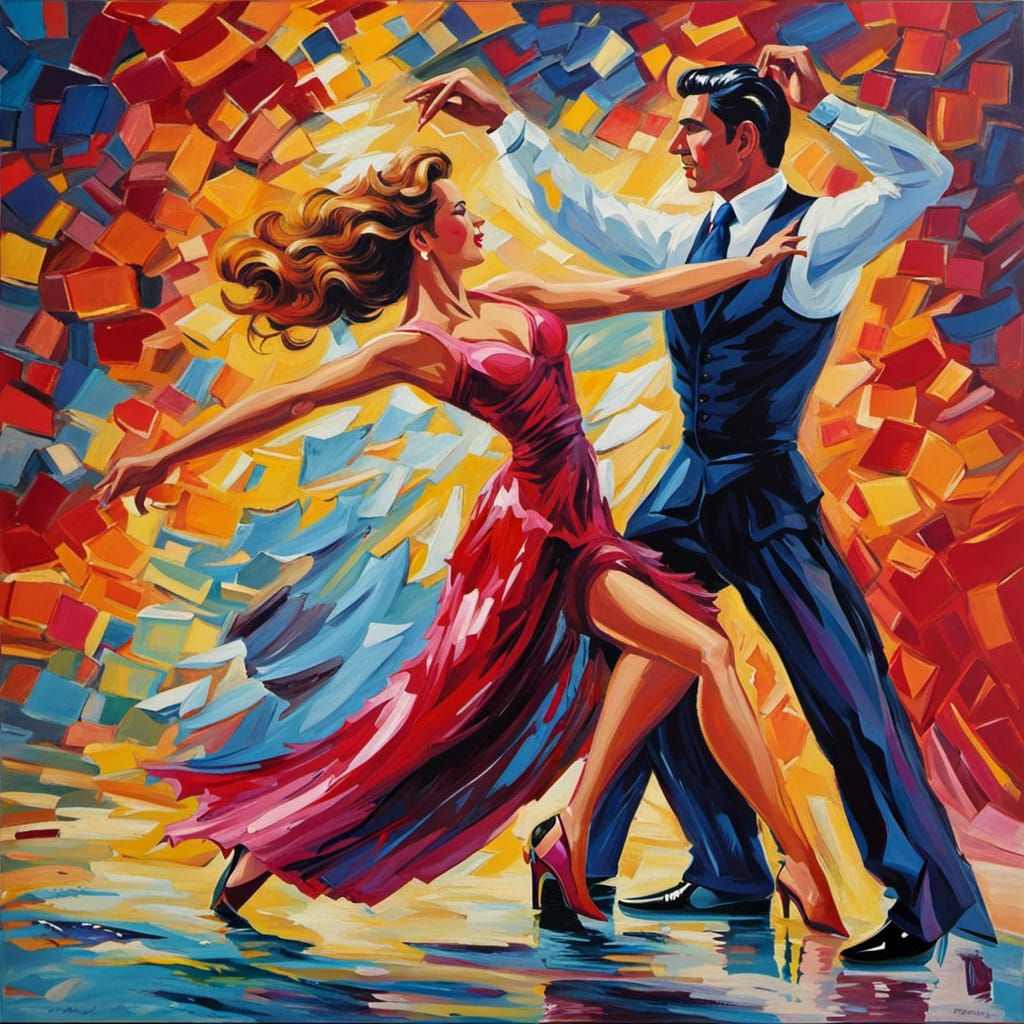 Ice Cap Dance: Retro Impasto Style Illustration