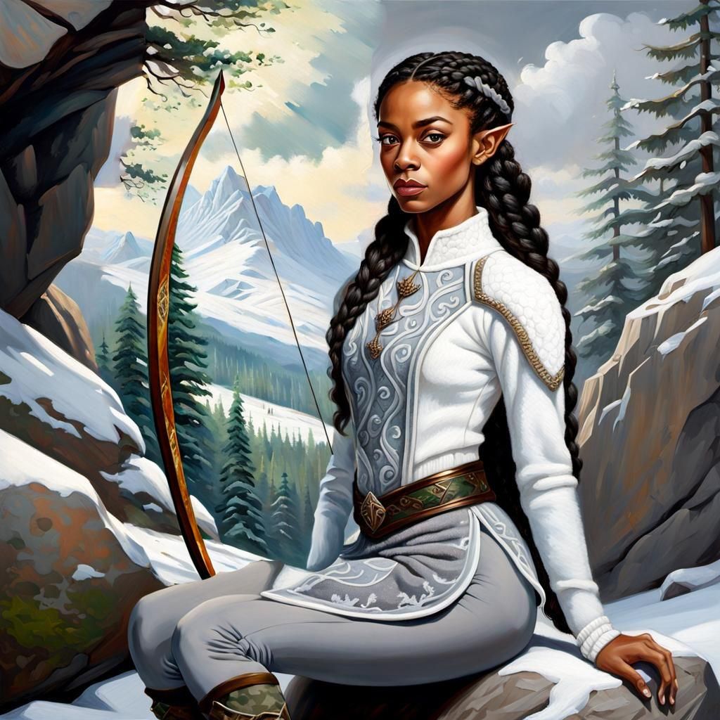 Elven Longbow in Snowy Siberian Forest