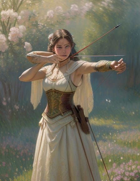 Emotional Archer Captured in Impressionistic Style