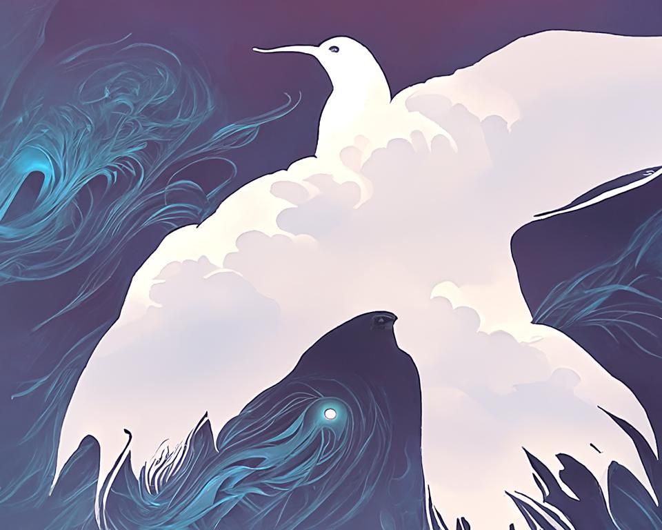 Seagull in Flight: Digital Black Paper Art