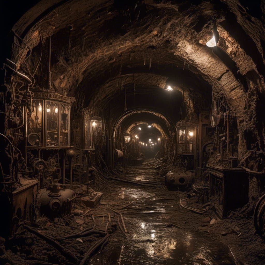 Steampunk Underground Complex in Victorian Style