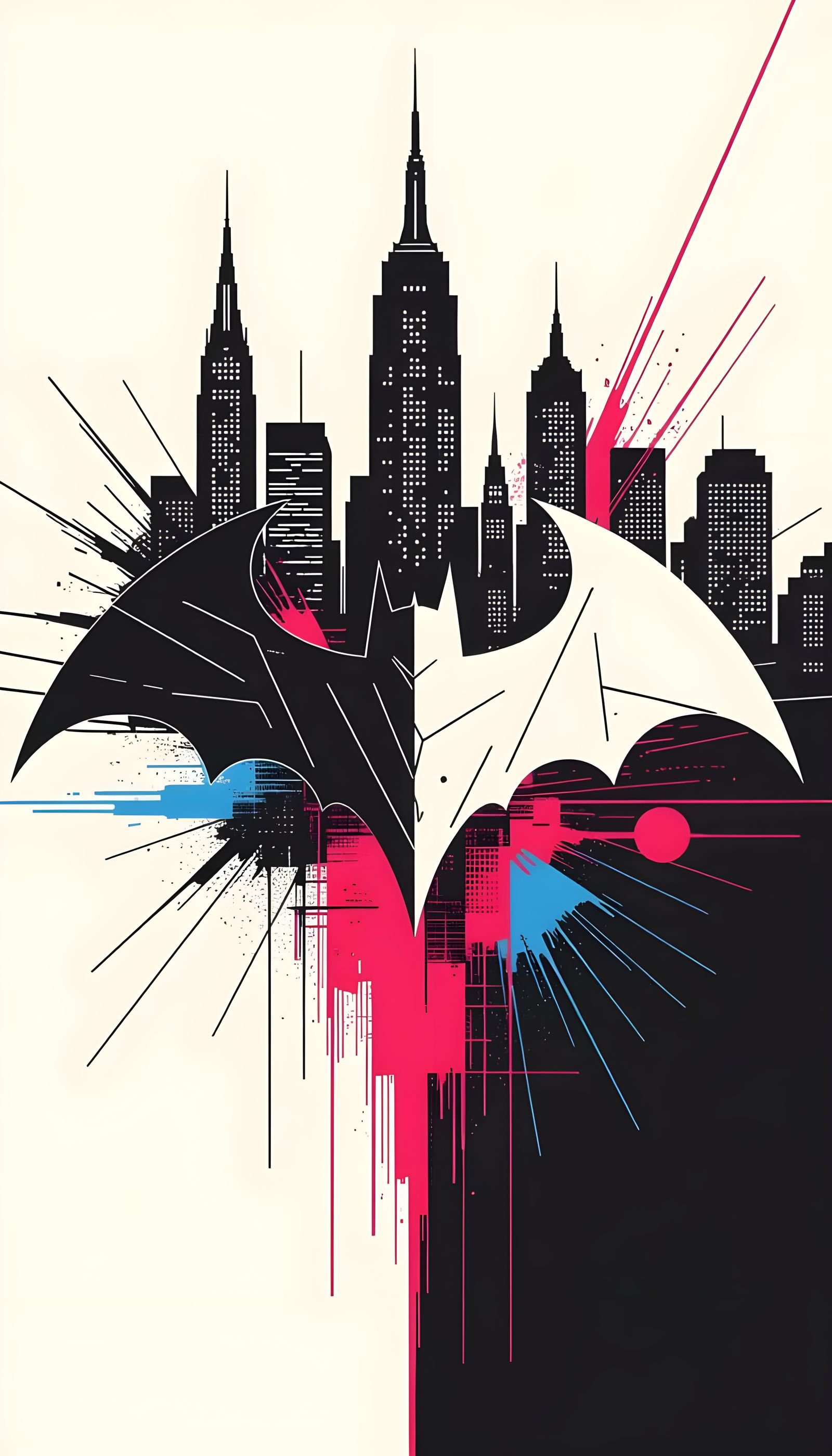 Abstract Glitch-Art Bat Logo in Cyberpunk Style