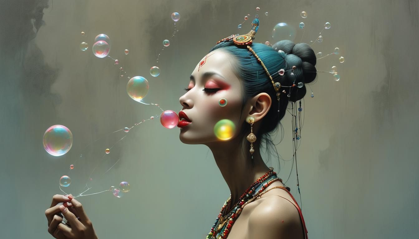 Mayan High Priestess Stick Figure in Glitch Art