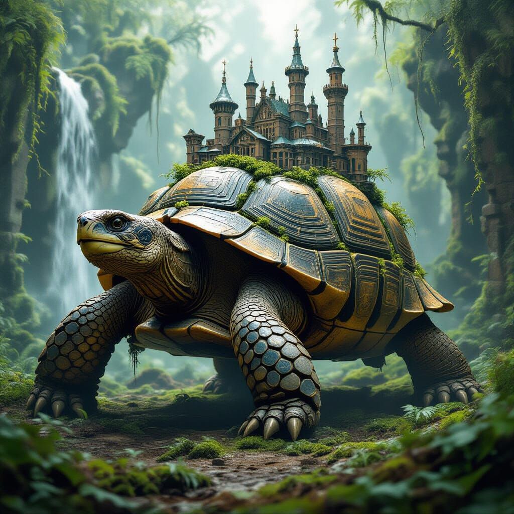 Ancient Tortoise Carries Steampunk City Through Ruin