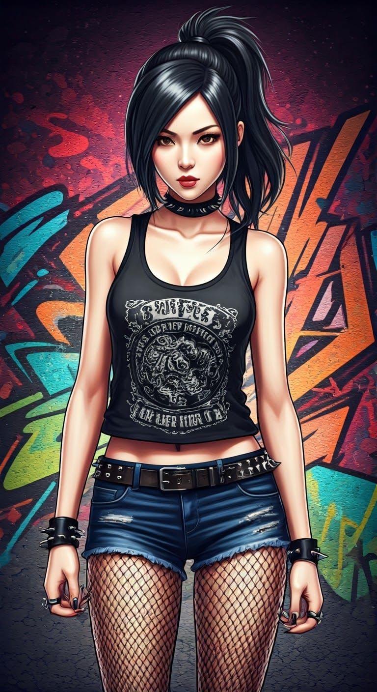 Edgy Korean Woman in Shounen Anime Style
