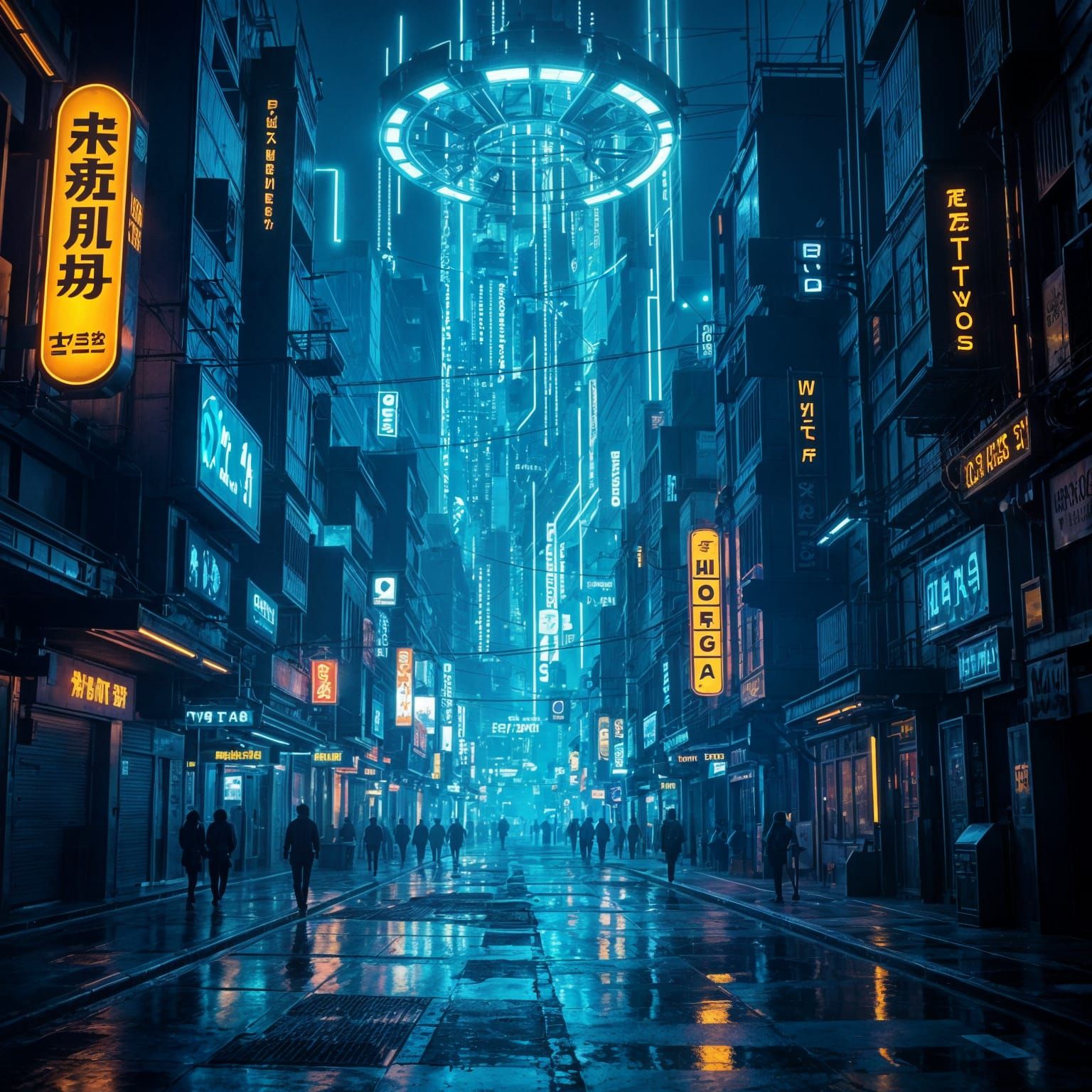 Cyberpunk Cityscape with Neon Lighting