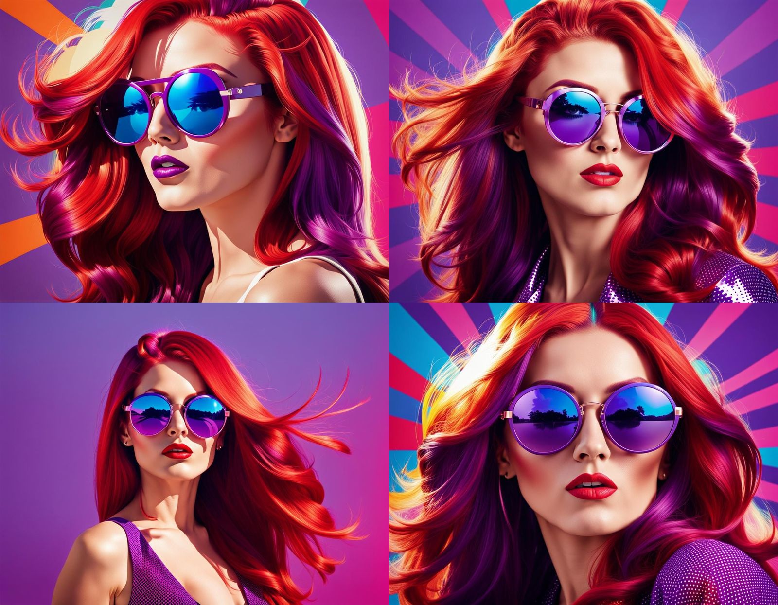 Retro 70's Woman in Pop Art Halftone Style