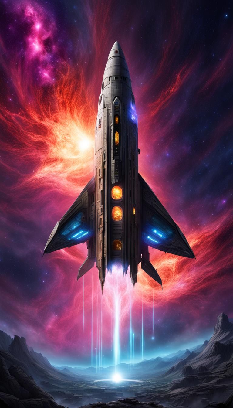 Spaceship Navigating a Plasma Storm in Deep Space