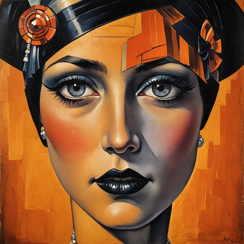 1920s Flapper Portrait in Art Deco Style