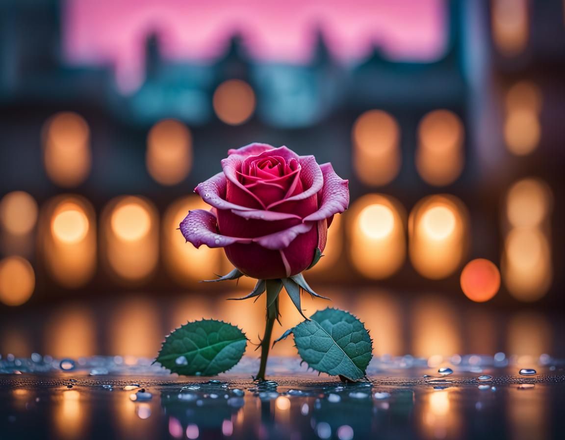 Rose From Concrete: Hyperdetailed Art Deco Splash Art