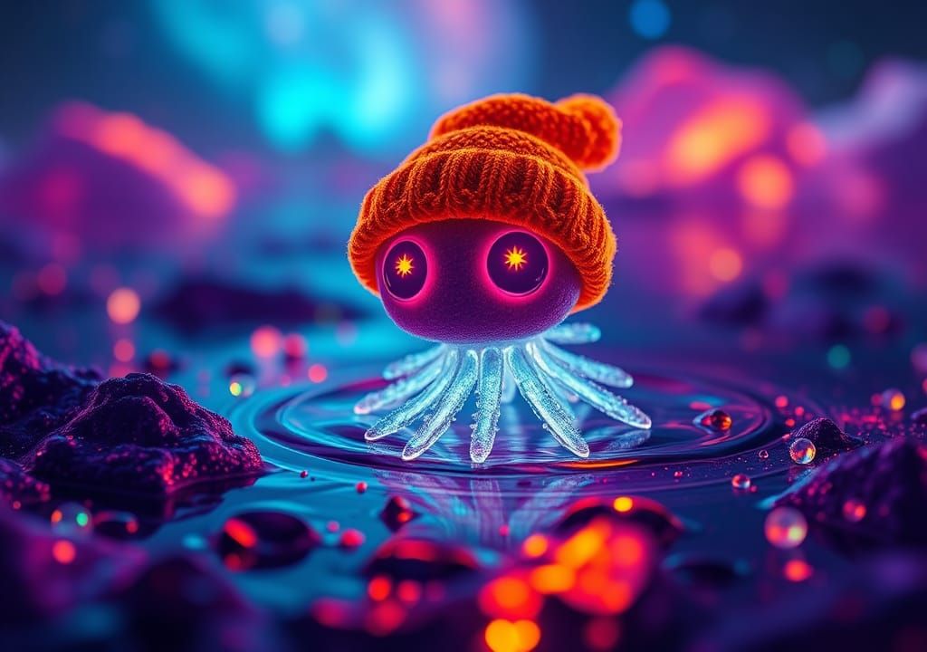 Fluorescent Plush Protozoa in Magmatic Ocean