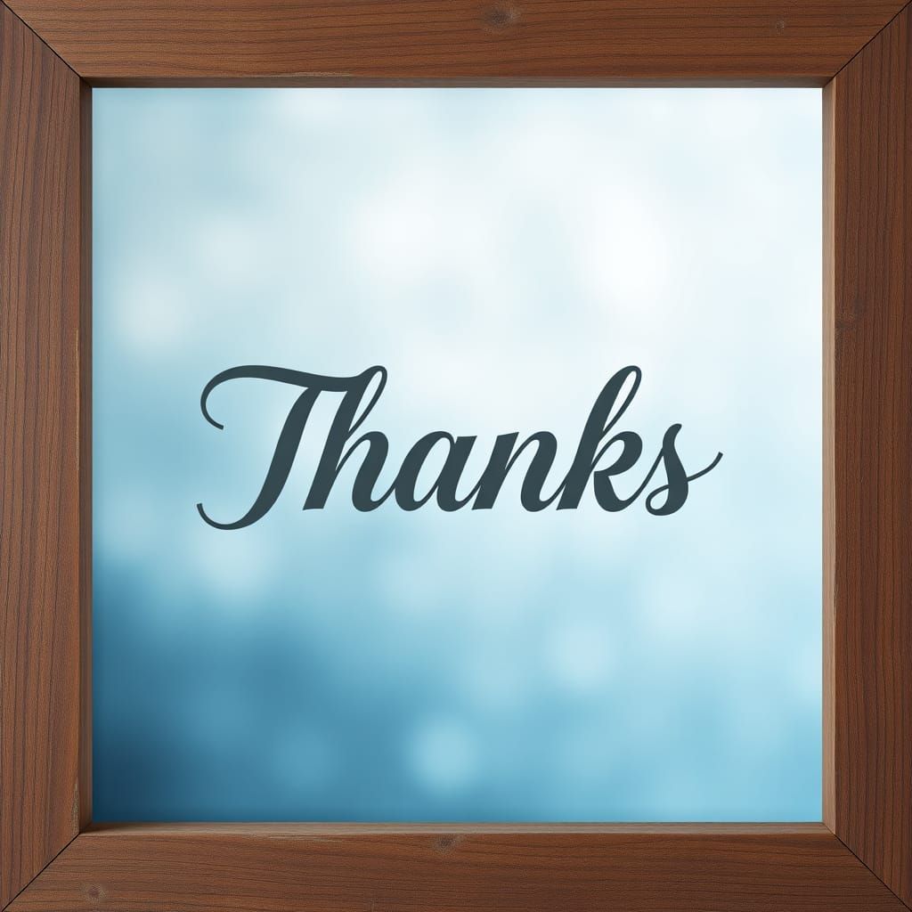 Framed Cursive "Thanks" in Matte Painting Style