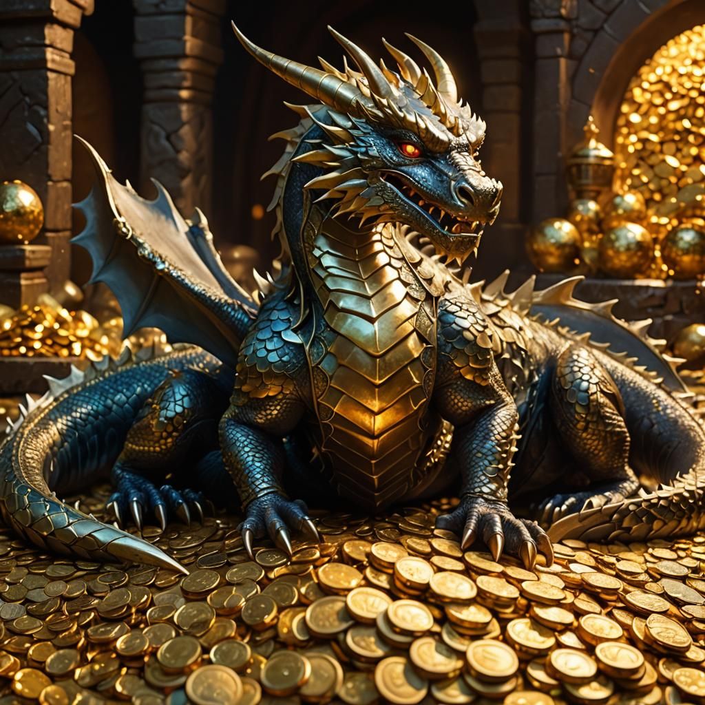 Dragon Curled on Treasure Hoard: Cinematic Still