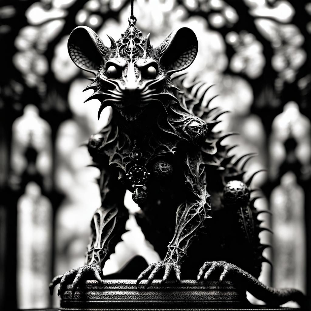 Opalescent Rat Gargoyle Gazebo in Moonlight