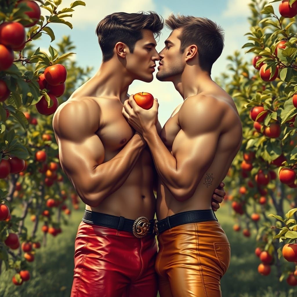 Romantic Embrace in Apple Orchard: Bisley, Mead, Frazetta St...