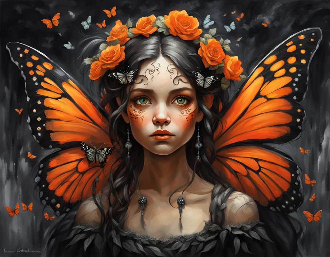 Butterfly Fairy Portrait in Fantasy Art Style