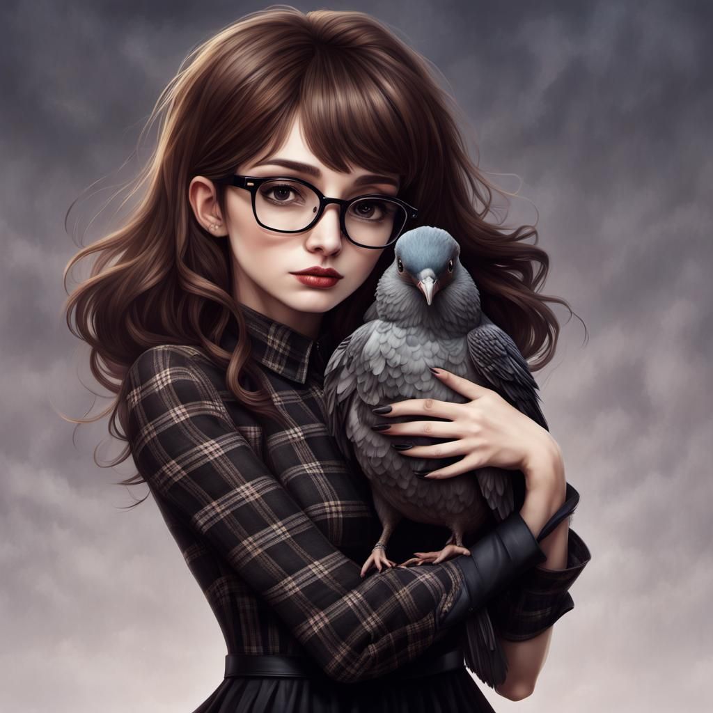 Girl with Pigeon: Detailed Digital Matte Painting