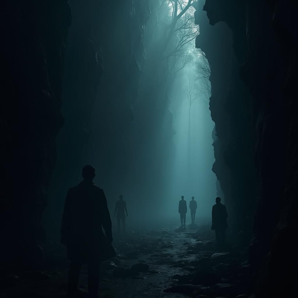 Ethereal Silhouettes Emerging from Darkness