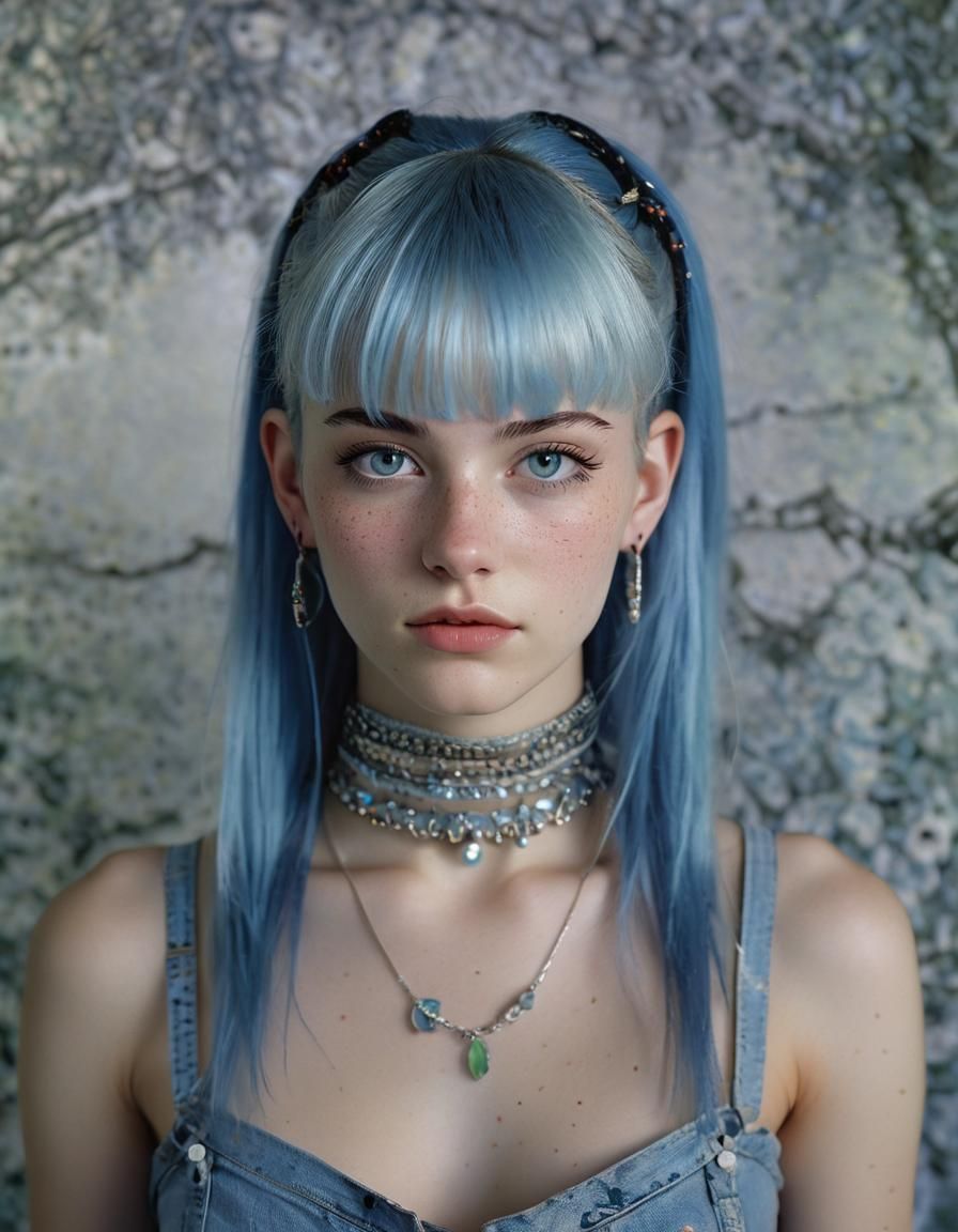 Ethereal Goth Girl with Iridescent Hair