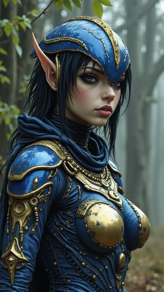 Cyberpunk Elf in Tolkien Style Armor