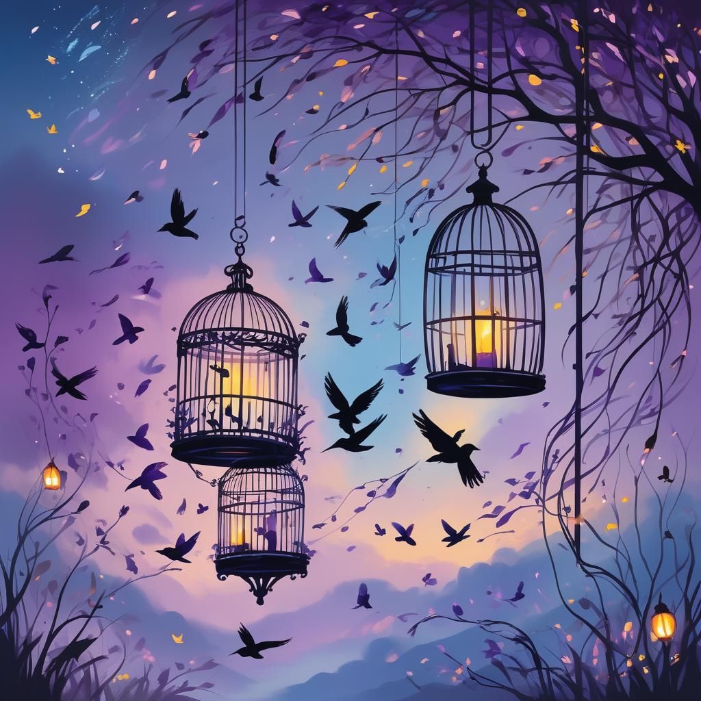 Birds Taking Flight in Studio Trigger Anime Style