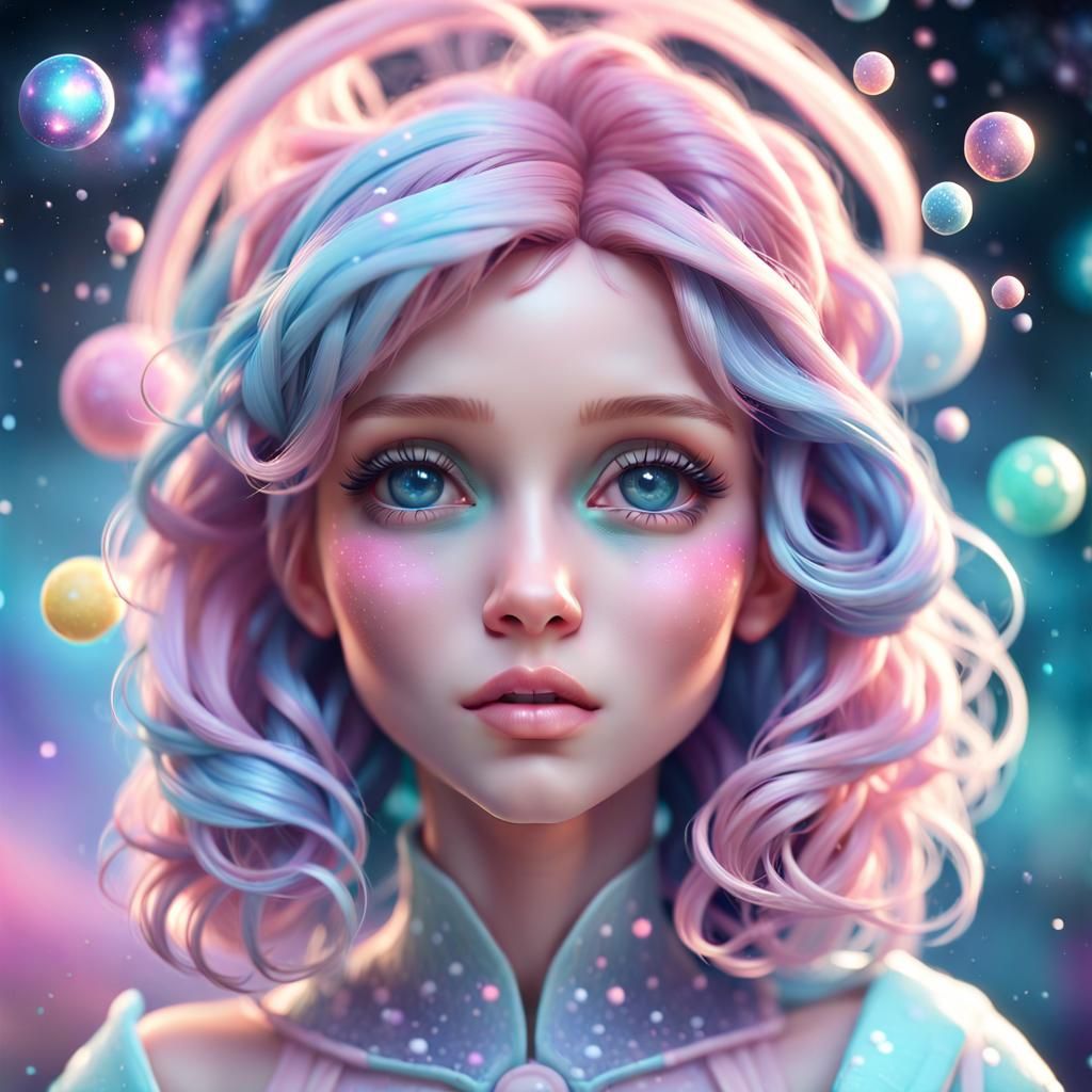 Kawaii Galaxy Doll Portrait in Hyperdetailed Digital Art