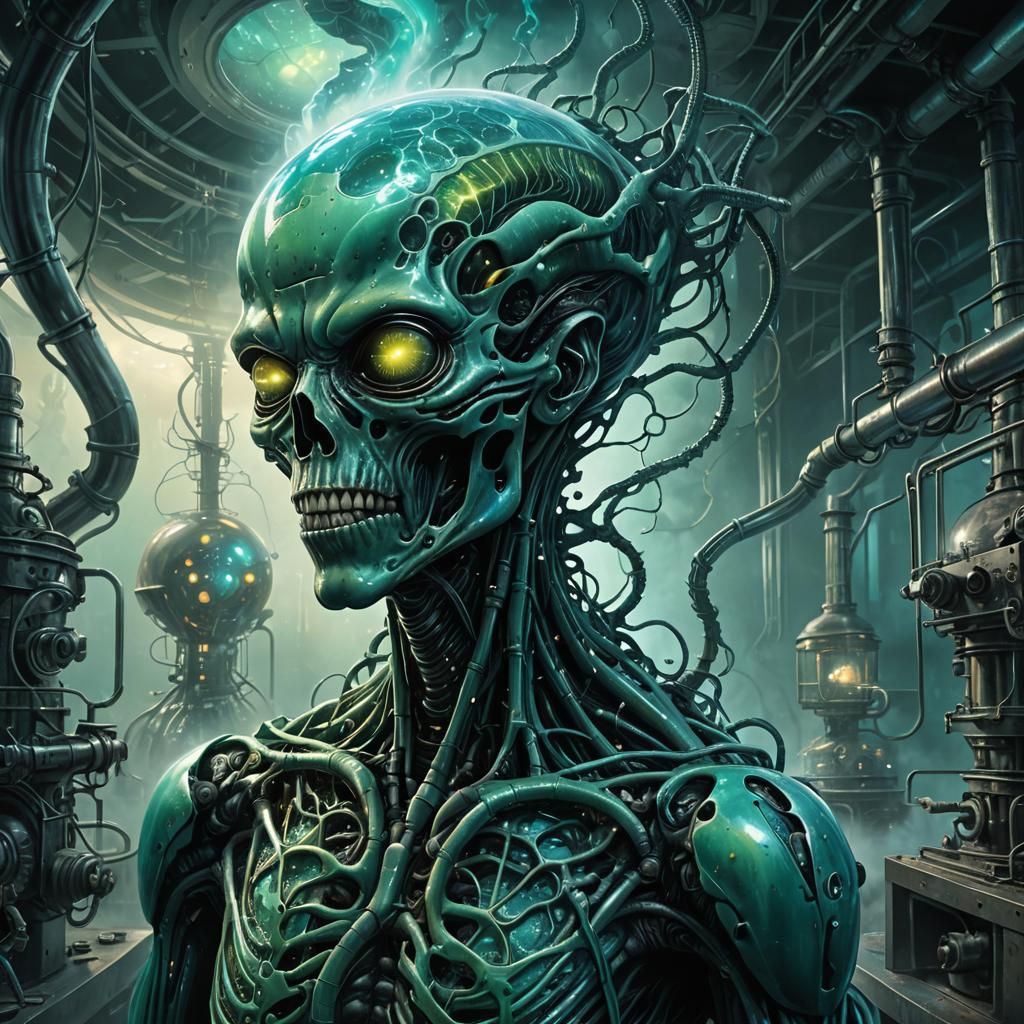 Surreal Biomechanics: Alien Growths in Industrial Lab