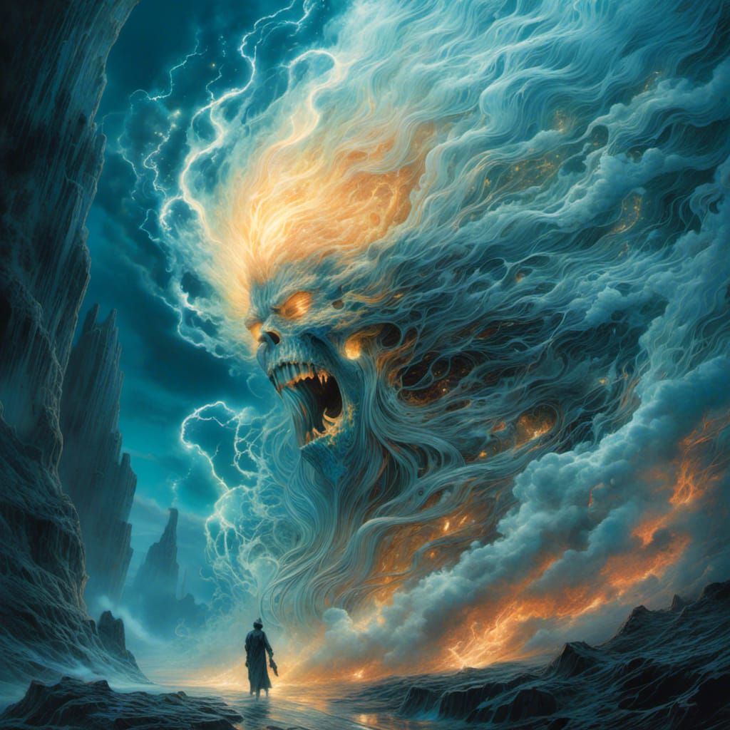 Air Elemental Digital Artwork in Iridescent Filigree Style