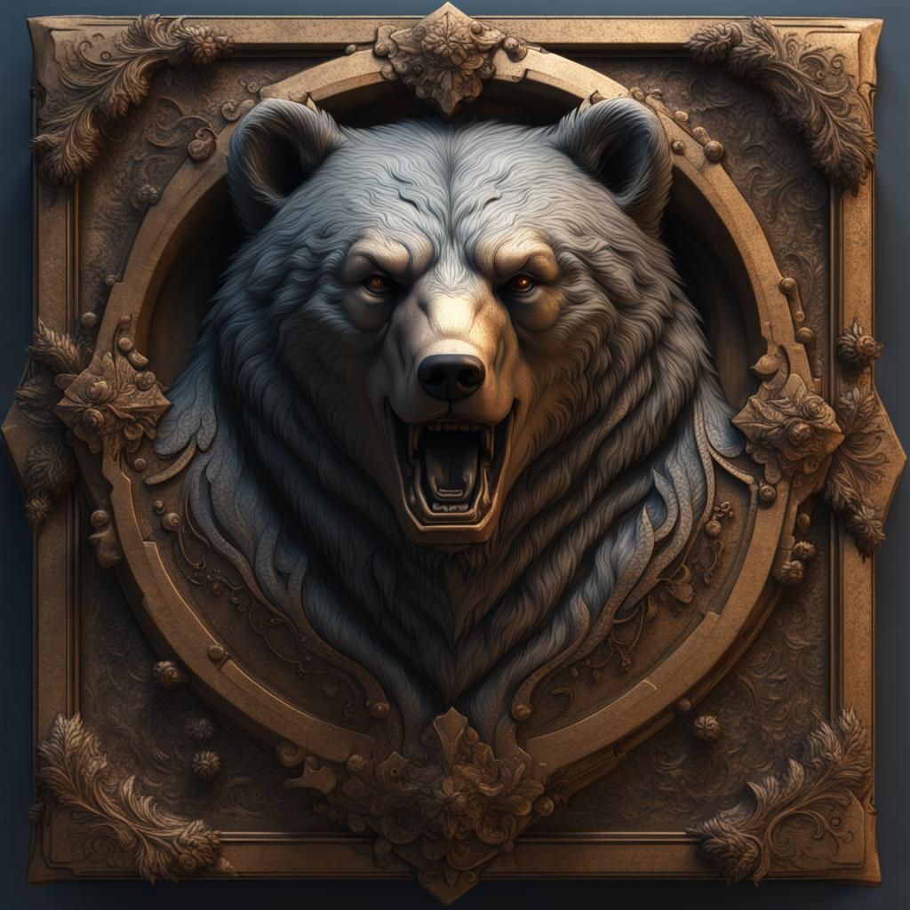 Bear Plague Doctor in Gothic Brutalist Style