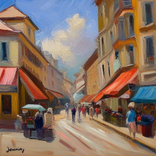 Impressionist Cityscape in Sisley Style Oil Painting